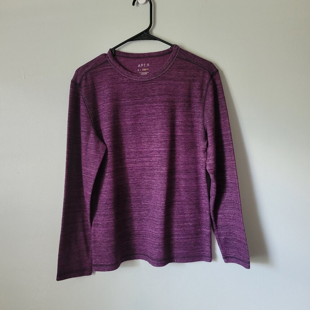 APT. 9 Purple Shirt Men's Small Long Sleeve Fleece Crew Neck NWOT